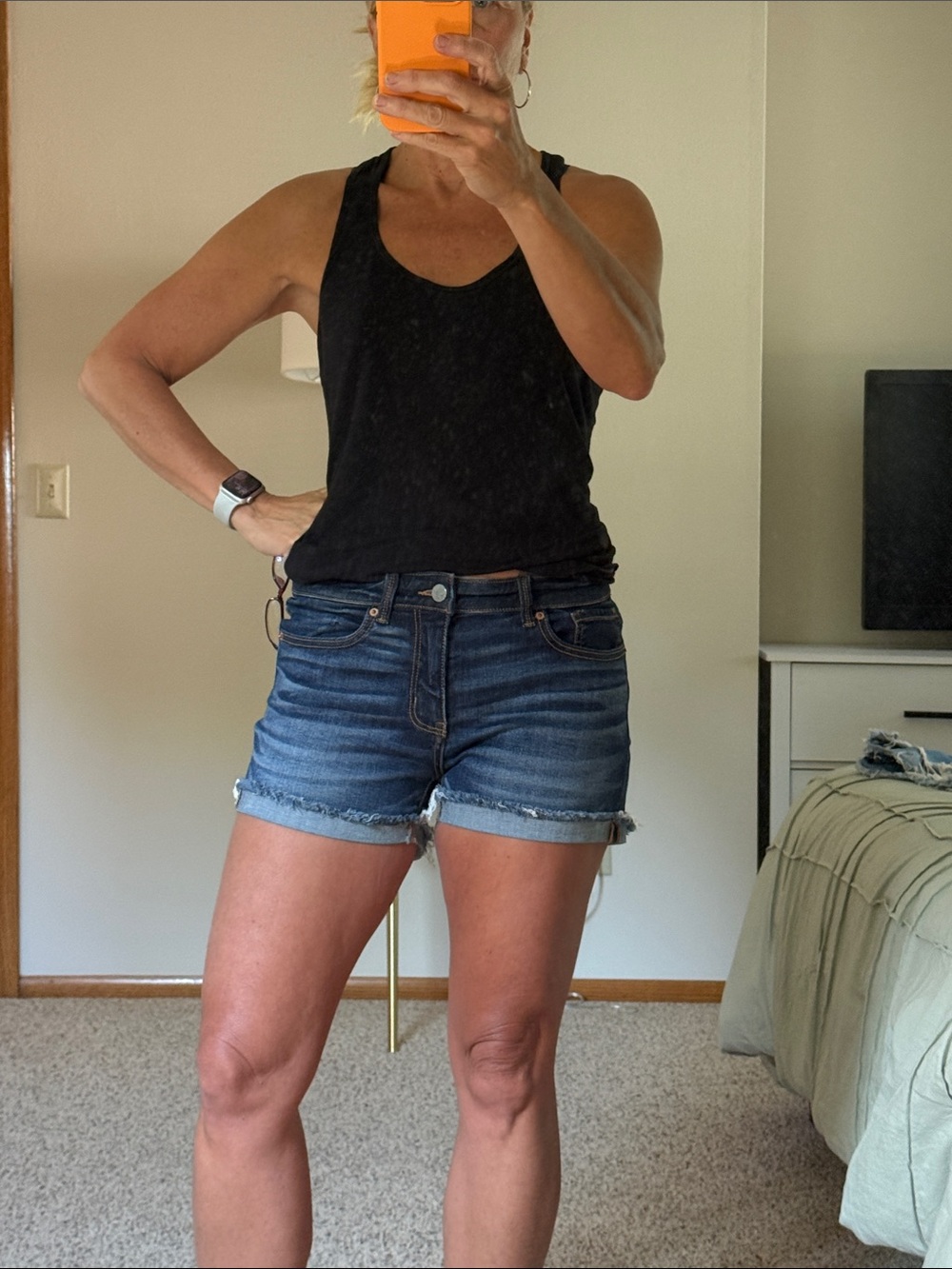 BKE Women's Dark Blue Denim Jean Shorts